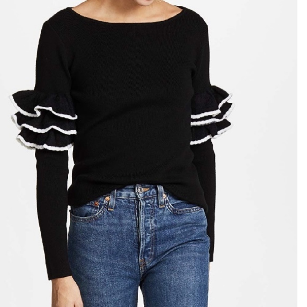 Club Monaco Feleesha Wool Ruffle Sleeve Sweater